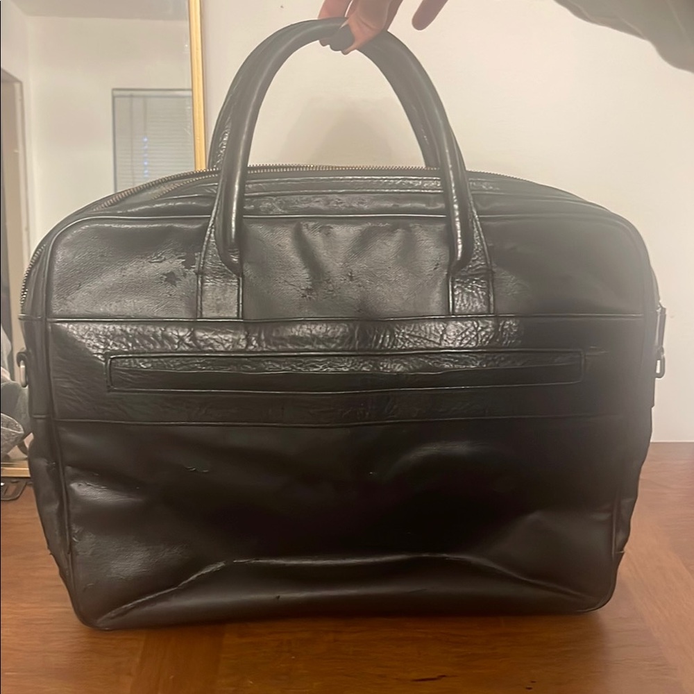 Dunhill black Leather Briefcase with Dual Top Handles